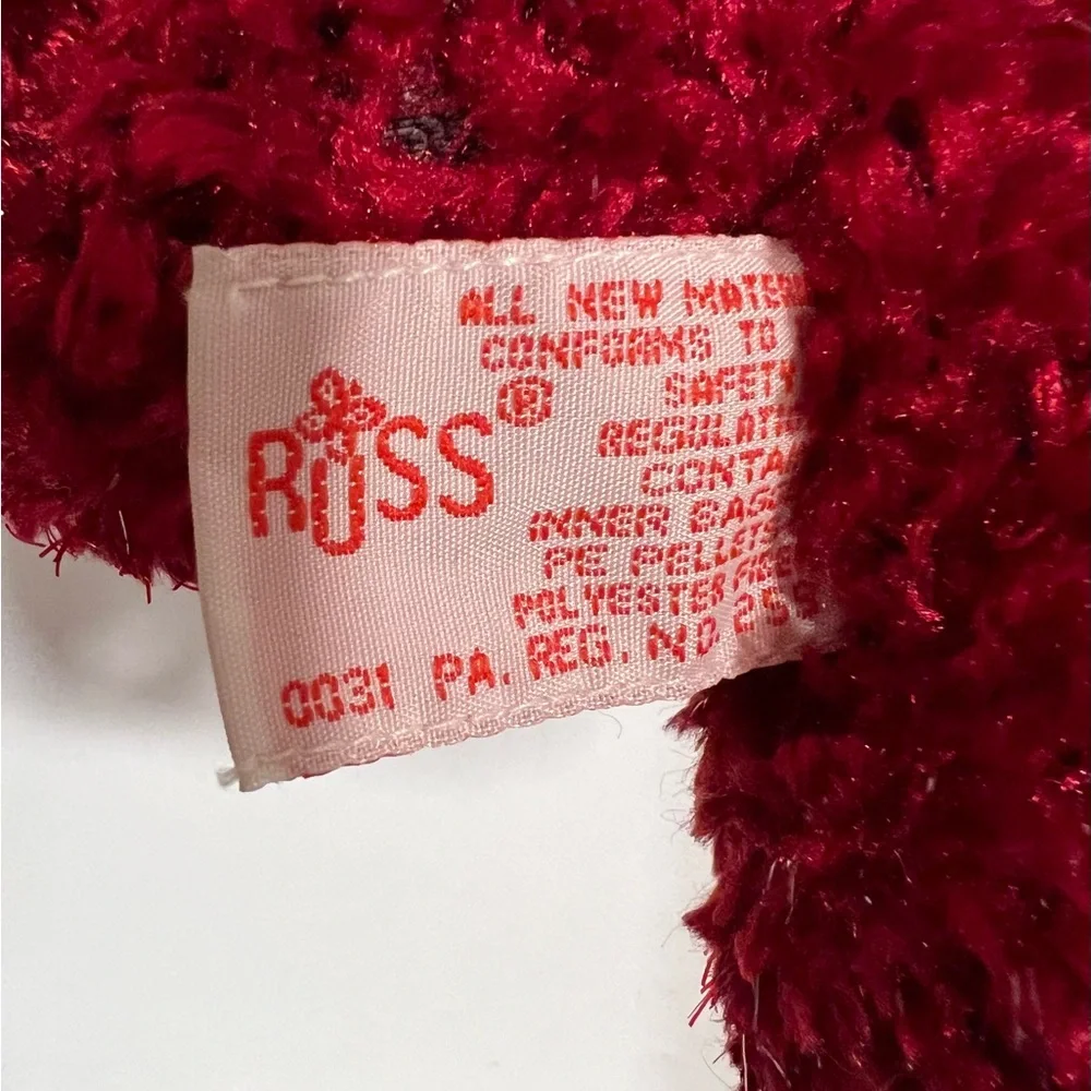 Russ Rosetta Burgundy HolidayRed Shimmering Plush Teddy Bear Velvet Bow HandMade